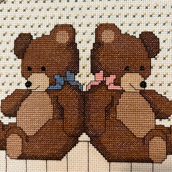 Vintage | Framed Cross Stitch Bears - Picture 2 of 4
